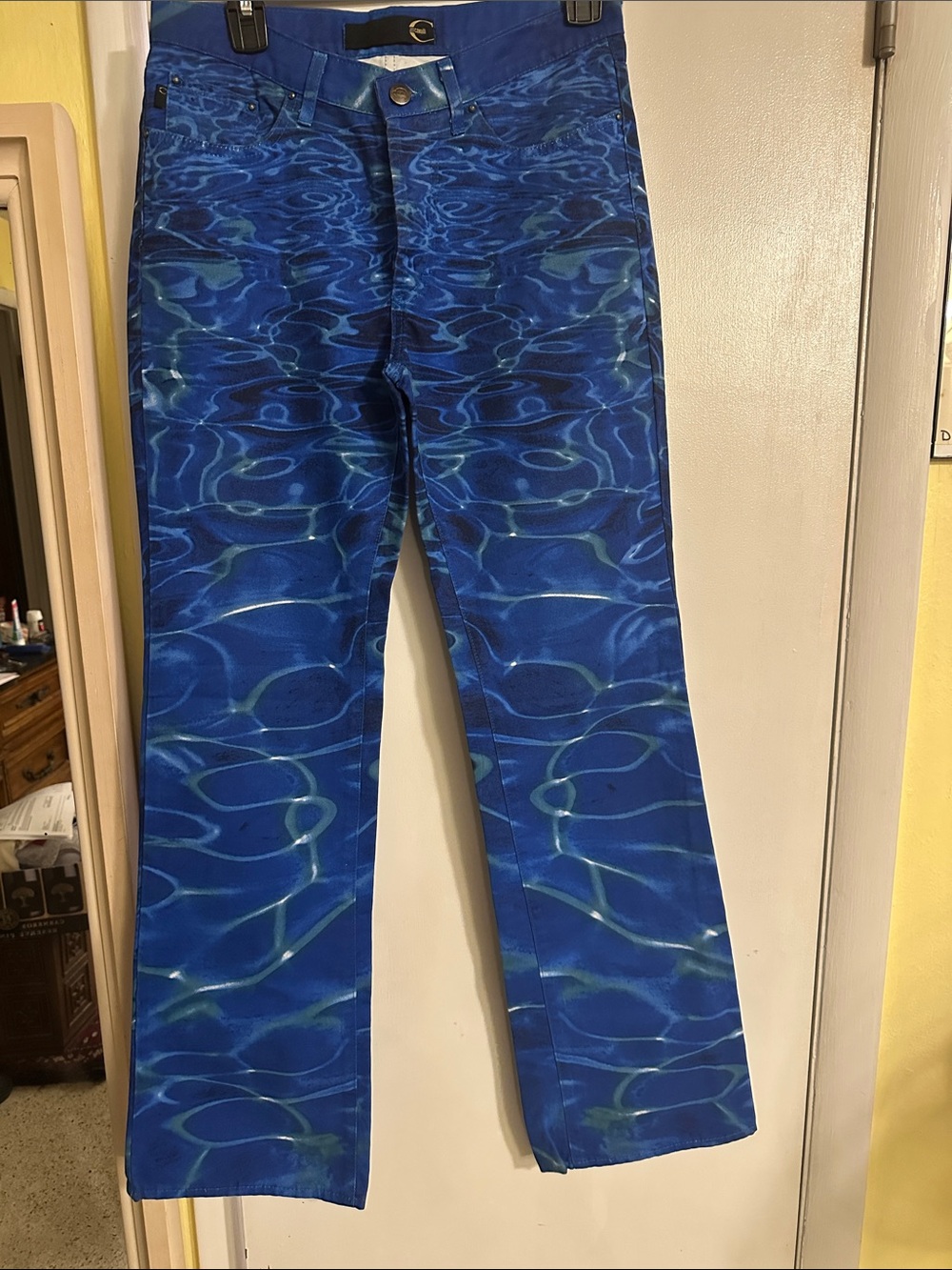 Just Cavalli Blue Water-Print Flare Jeans
